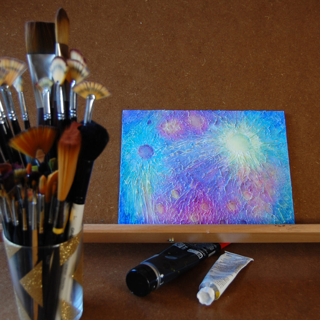 Tableau "Mercure 0.4" à l'atelier de l'artiste