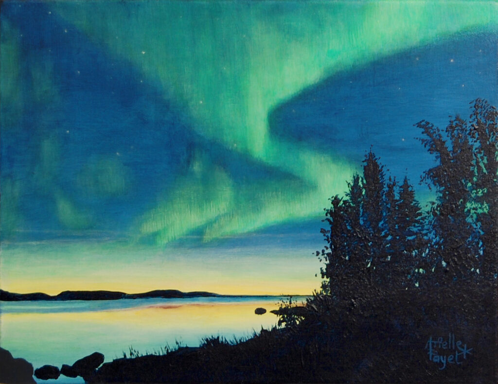 Peinture intitulée "Nuit polaire" par Arielle Payet